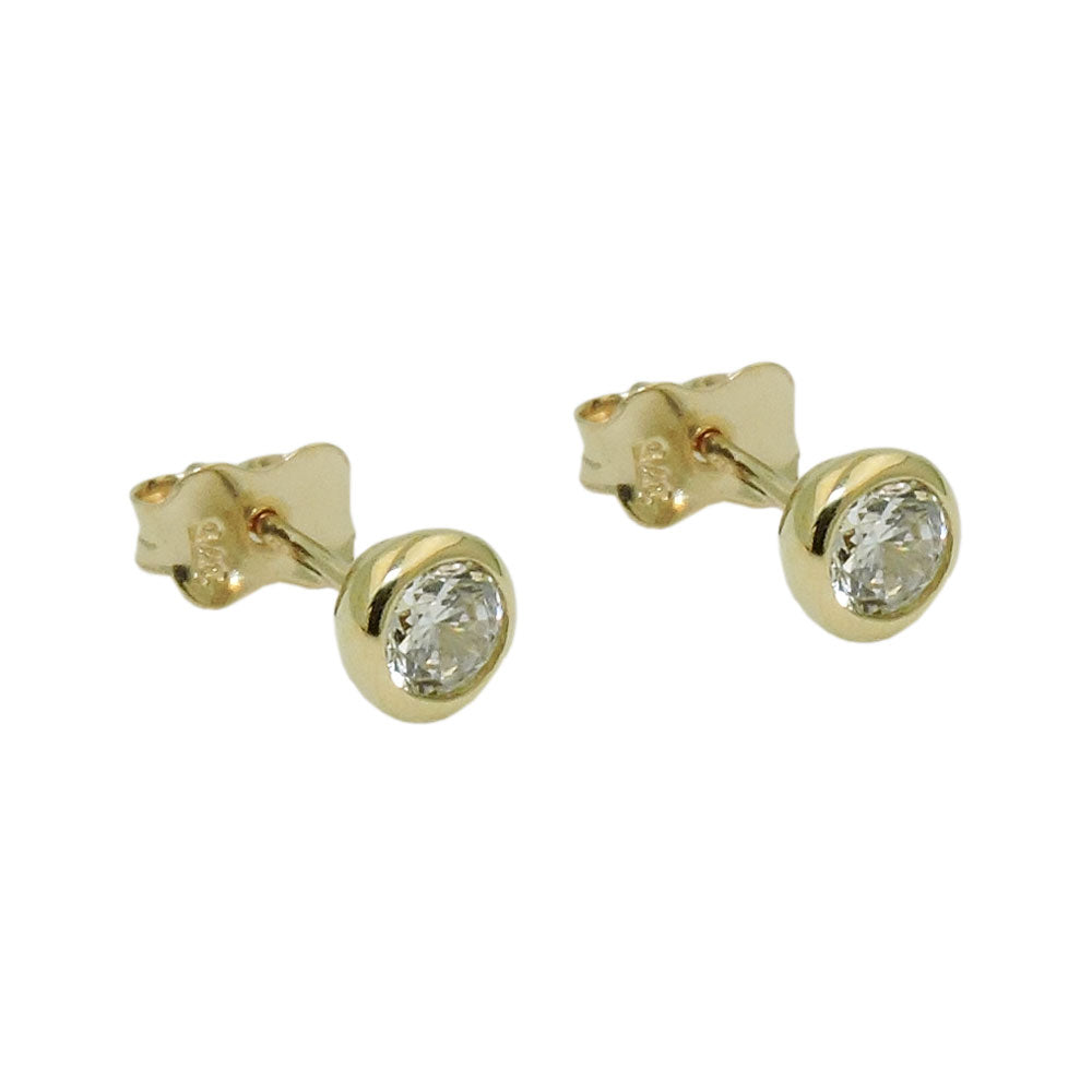 Ohrstecker Ohrring 5mm Zirkonia rund 9Kt GOLD