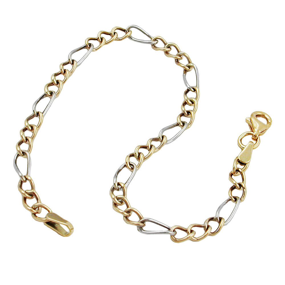 Armband 3,6mm Figaro Panzer bicolor 9Kt GOLD 19cm