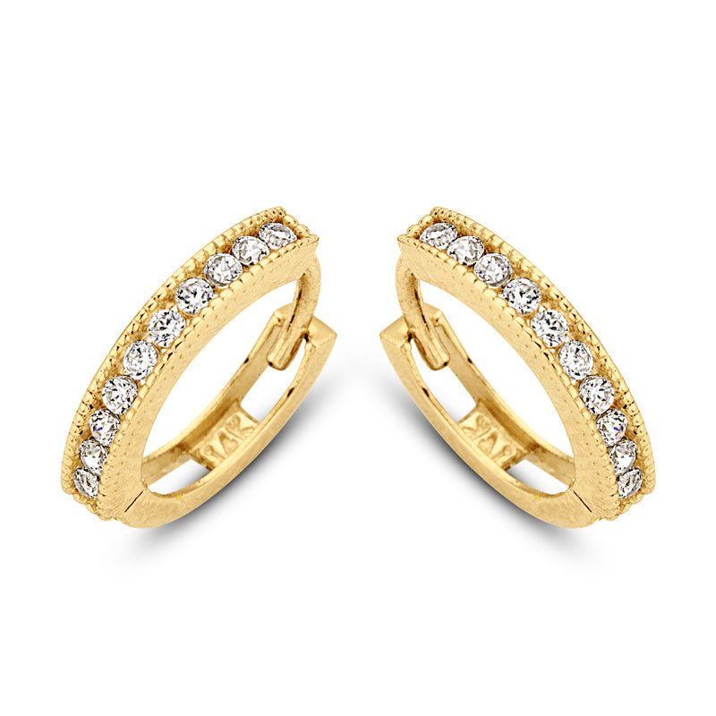 Klappcreolen 22 Zirkonia 11.5/2.2mm Gold 585/000