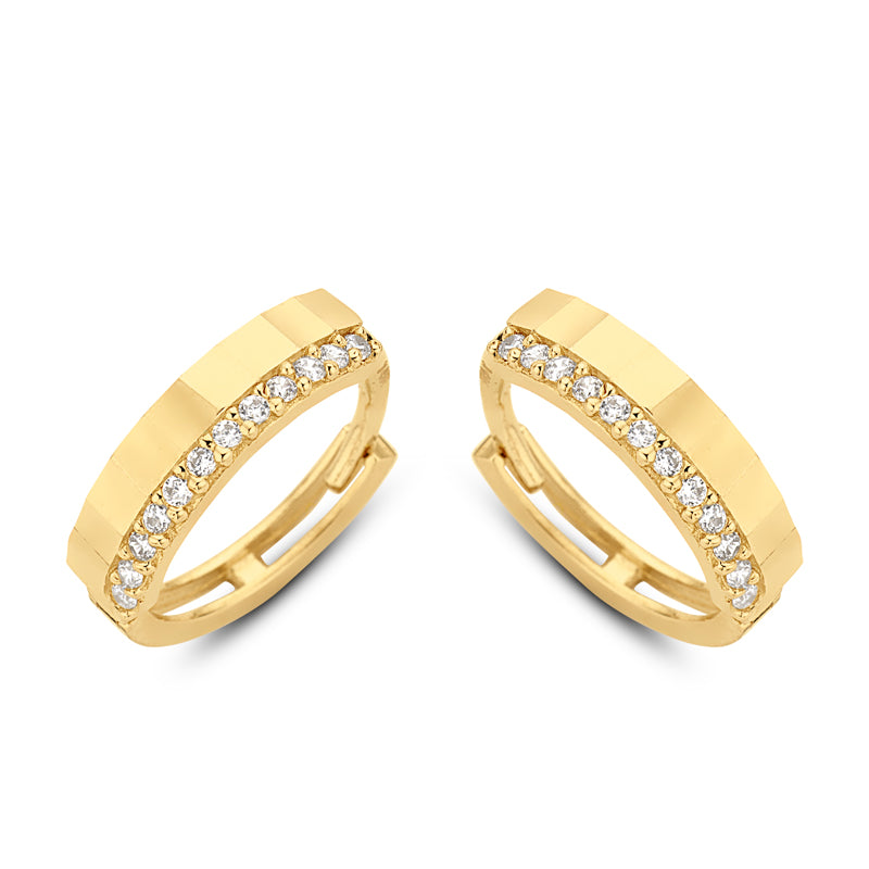 Klappcreolen diamantiert mit 24 Zirkonia 13/3mm Gold 585/000