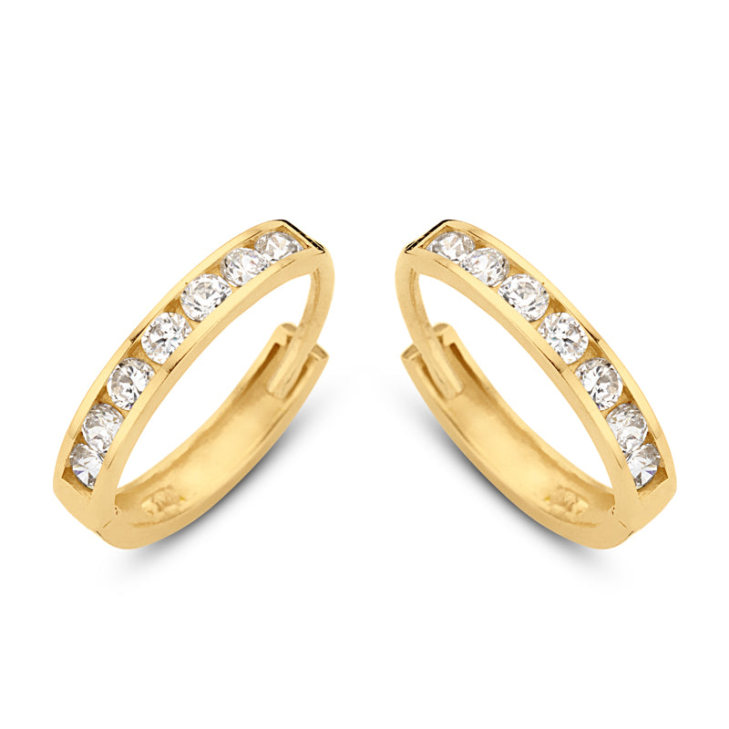 Klappcreolen 14 Zirkonia 13/2.1mm Gold 585/000