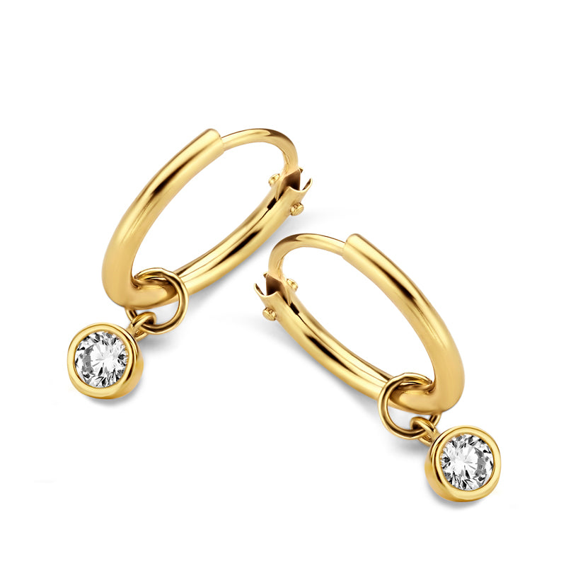 Creolen mit Anhänger Zirkonia Gold 585/000