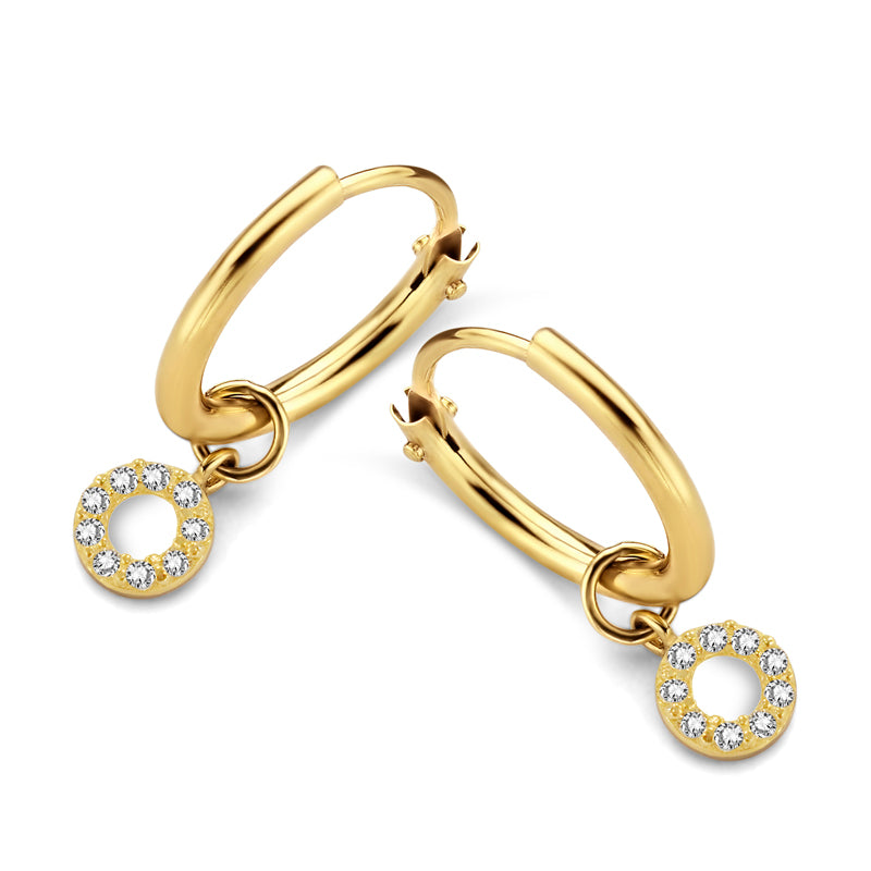 Creolen mit Anhänger 18 Zirkonia Gold 585/000