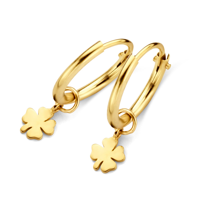 Creolen mit Anhänger Klee Gold 585/000