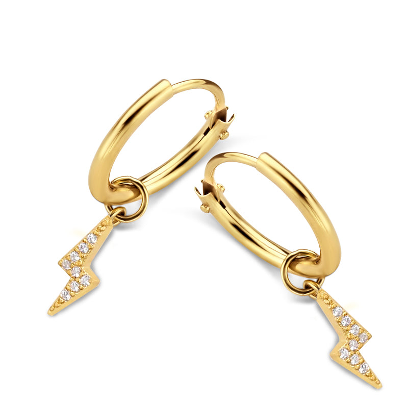 Creolen mit Anhänger Blitz 14 Zirkonia Gold 585/000