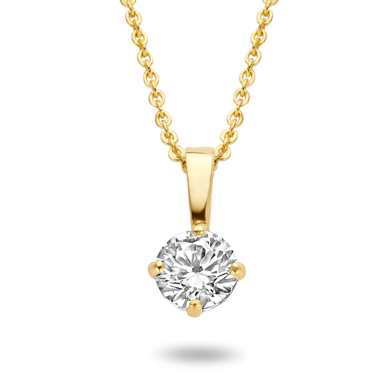 Collier mit Anhänger Zirkonia 4mm Gold 585/000