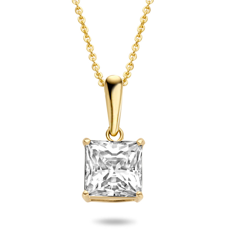 Collier mit Anhänger Zirkonia 6x6mm Gold 585/000