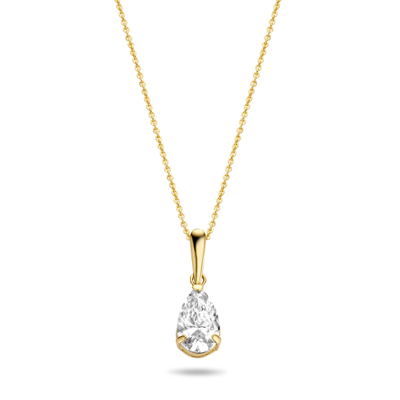 Collier mit Anhänger Zirkonia Tropfen Gold 585/000