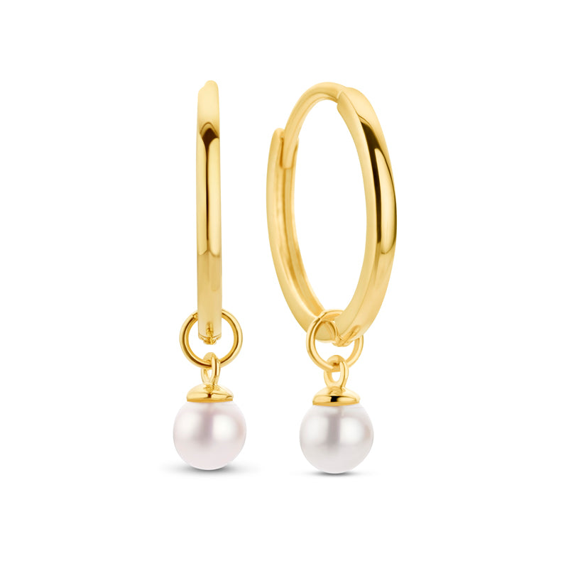 Klappcreolen 12/1.1mm mit Süßwasser-Zuchtperle 3-3.5mm Gold 585/000