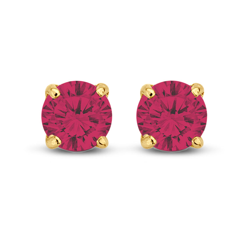 Ohrstecker Zirkonia rot 5mm Gold 585/000