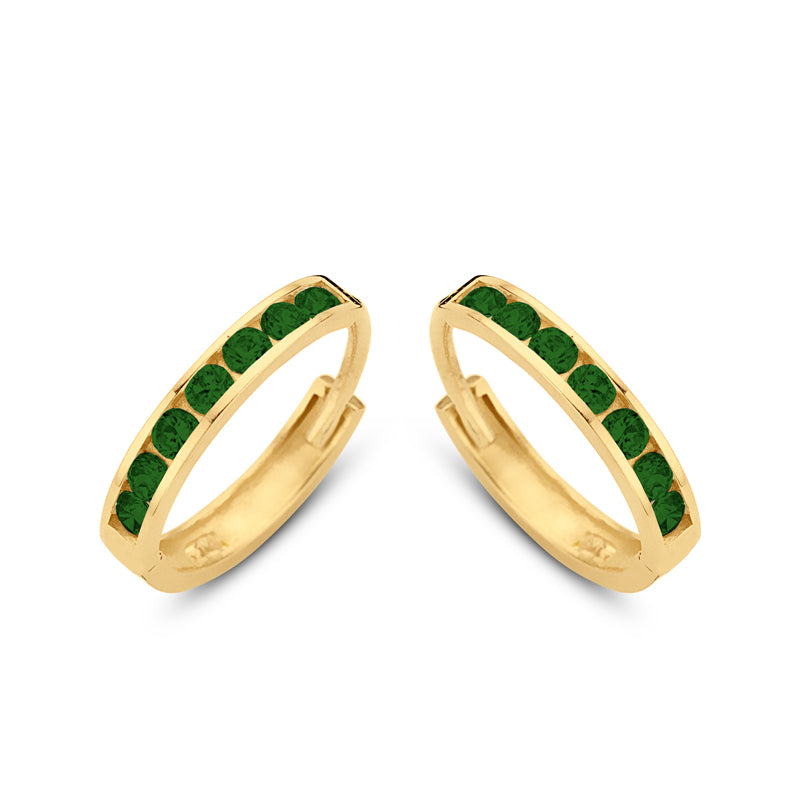 Klappcreolen 14 Zirkonia grün 11/1.8mm Gold 585/000