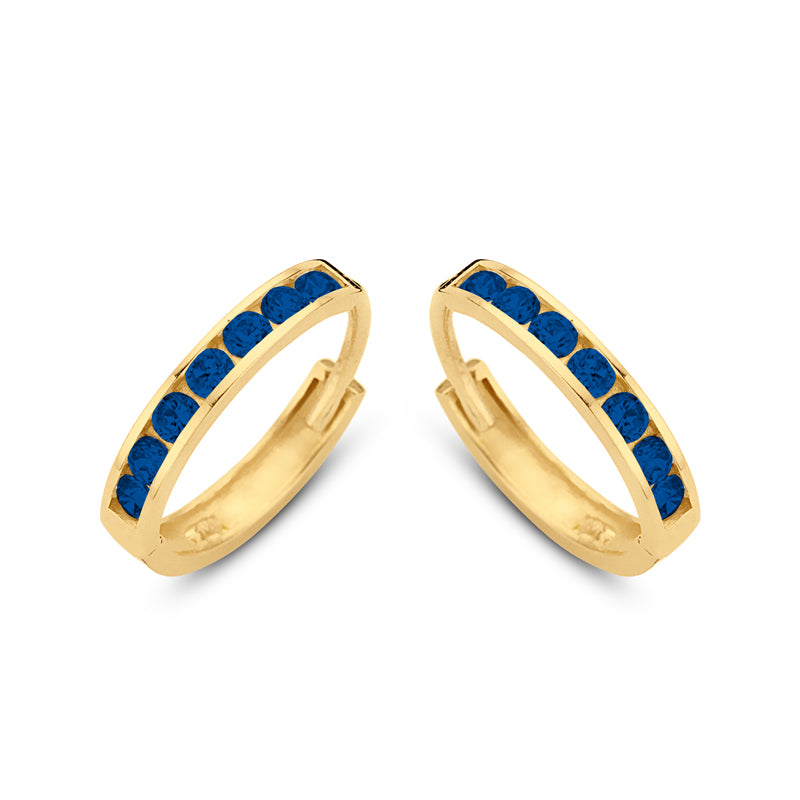 Klappcreolen 14 Zirkonia blau 11/1.8mm Gold 585/000
