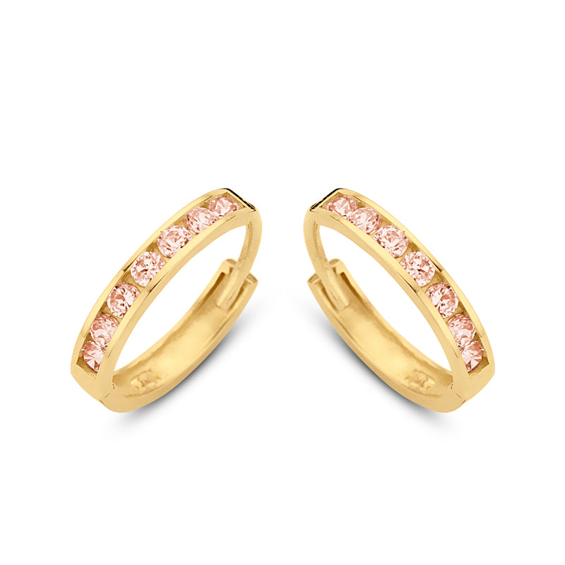 Klappcreolen 14 Zirkonia champagner 11/1.8mm Gold 585/000