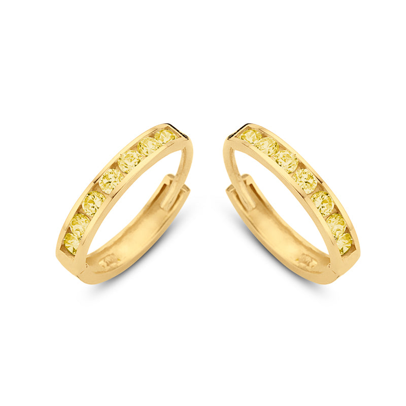 Klappcreolen 14 Zirkonia gelb 11/1.8mm Gold 585/000
