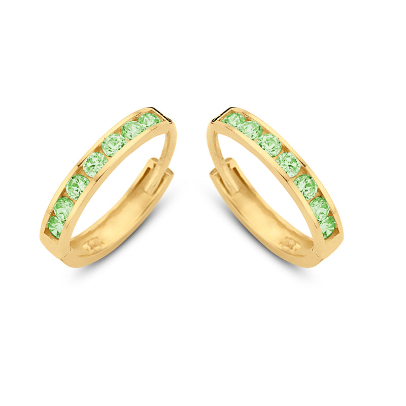 Klappcreolen 14 Zirkonia peridot 11/1.8mm Gold 585/000