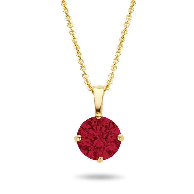 Collier mit Anhänger Zirkonia rot 4mm Gold 585/000
