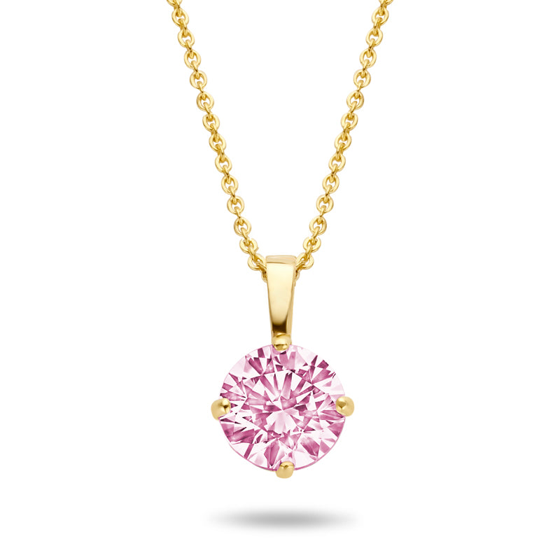 Collier mit Anhänger Zirkonia rosa 4mm Gold 585/000