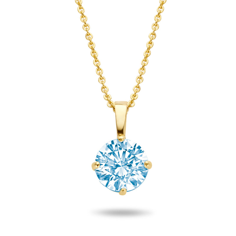 Collier mit Anhänger Zirkonia aqua 4mm Gold 585/000