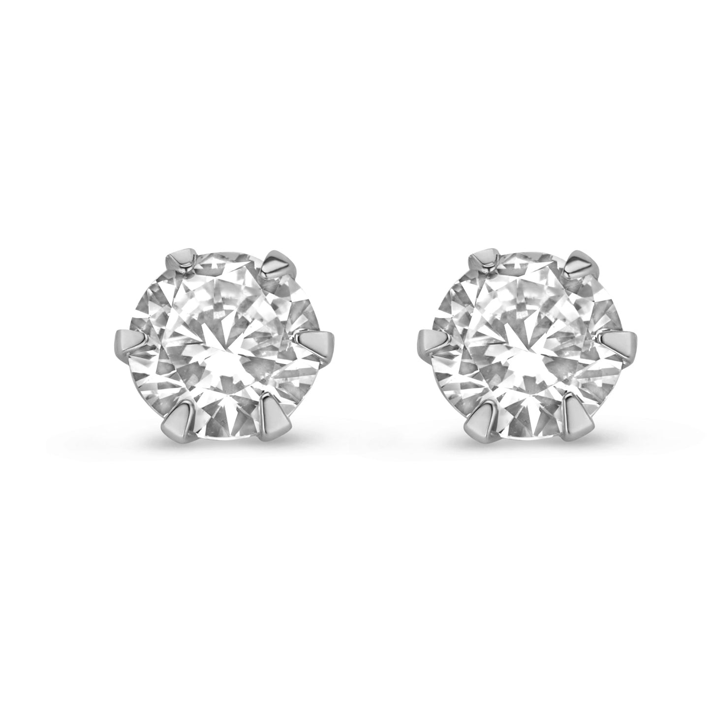 Ohrstecker mit Zirkonia 6mm Weißgold 585/000