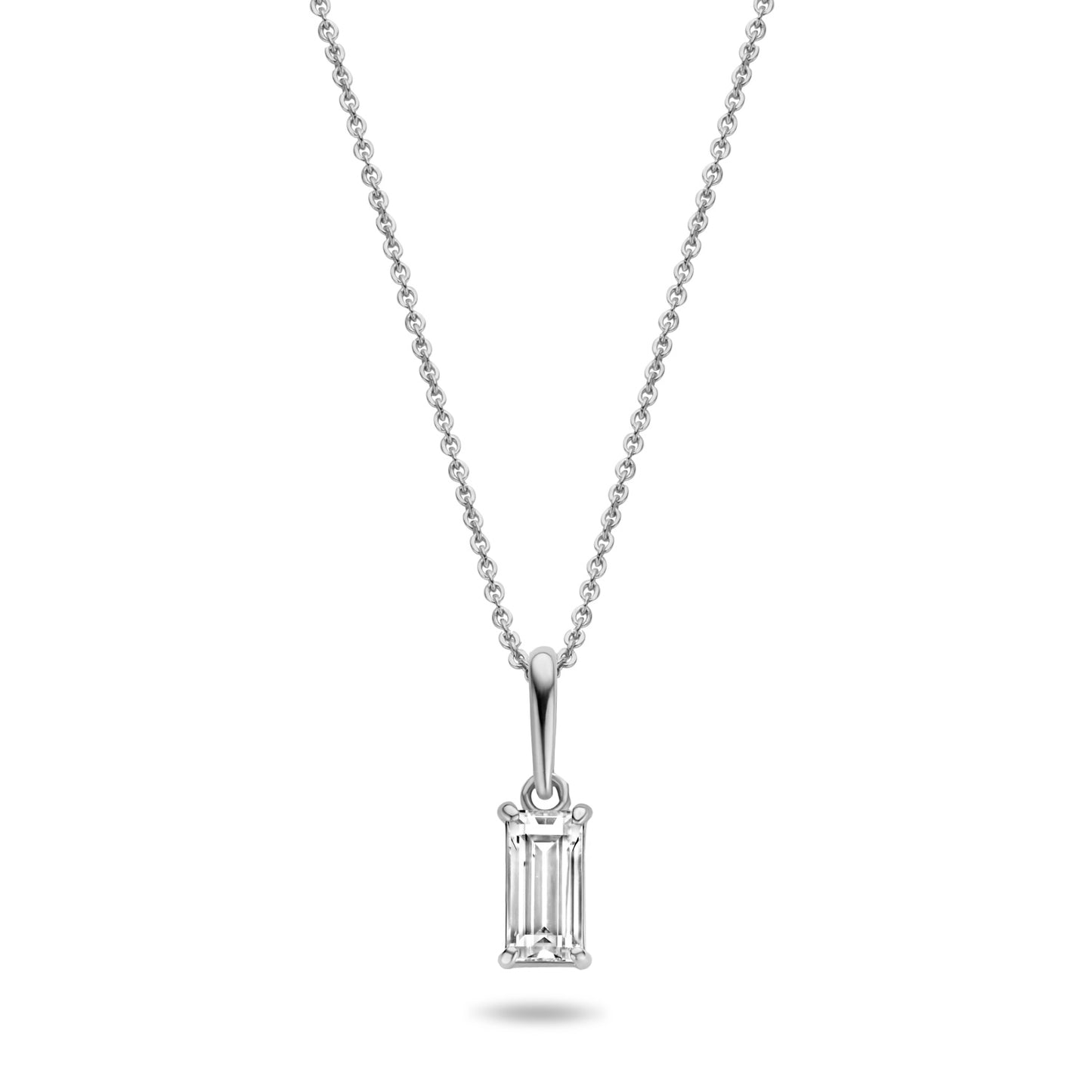 Collier mit Anhänger Zirkonia in Baguetteform Weißgold 585/000