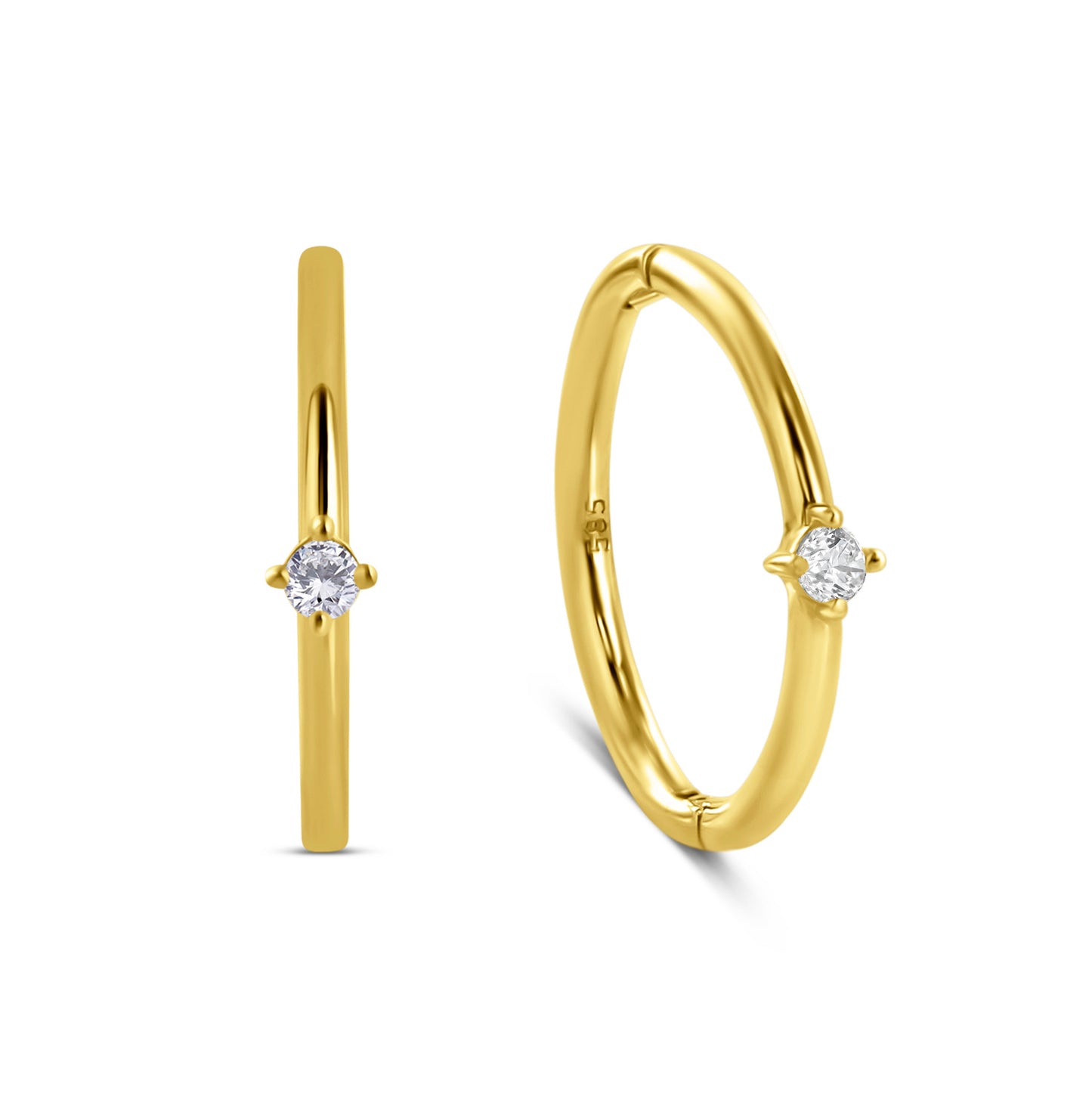 Klappcreolen mit Zirkonia Ø 12/1mm Gold 585/000