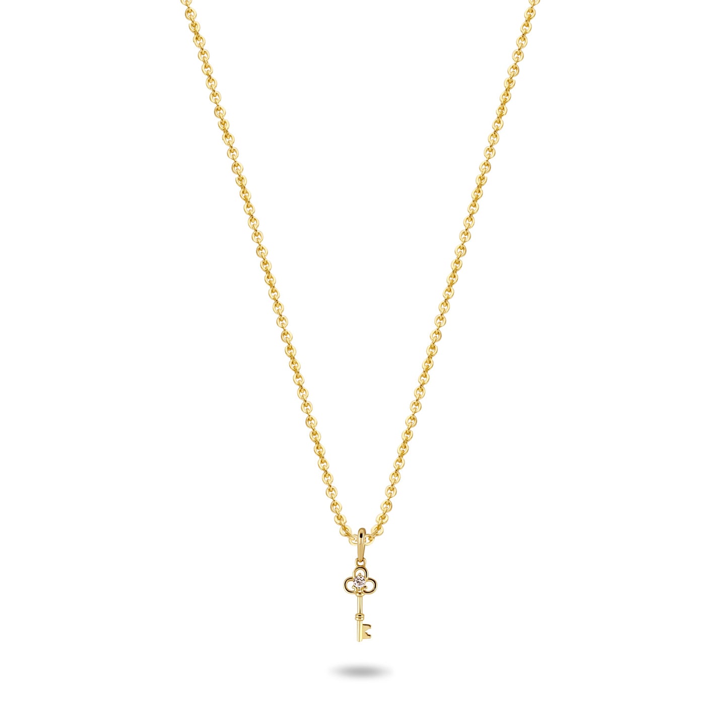 Collier Anhänger Schlüssel mit Zirkonia Gold 585/000