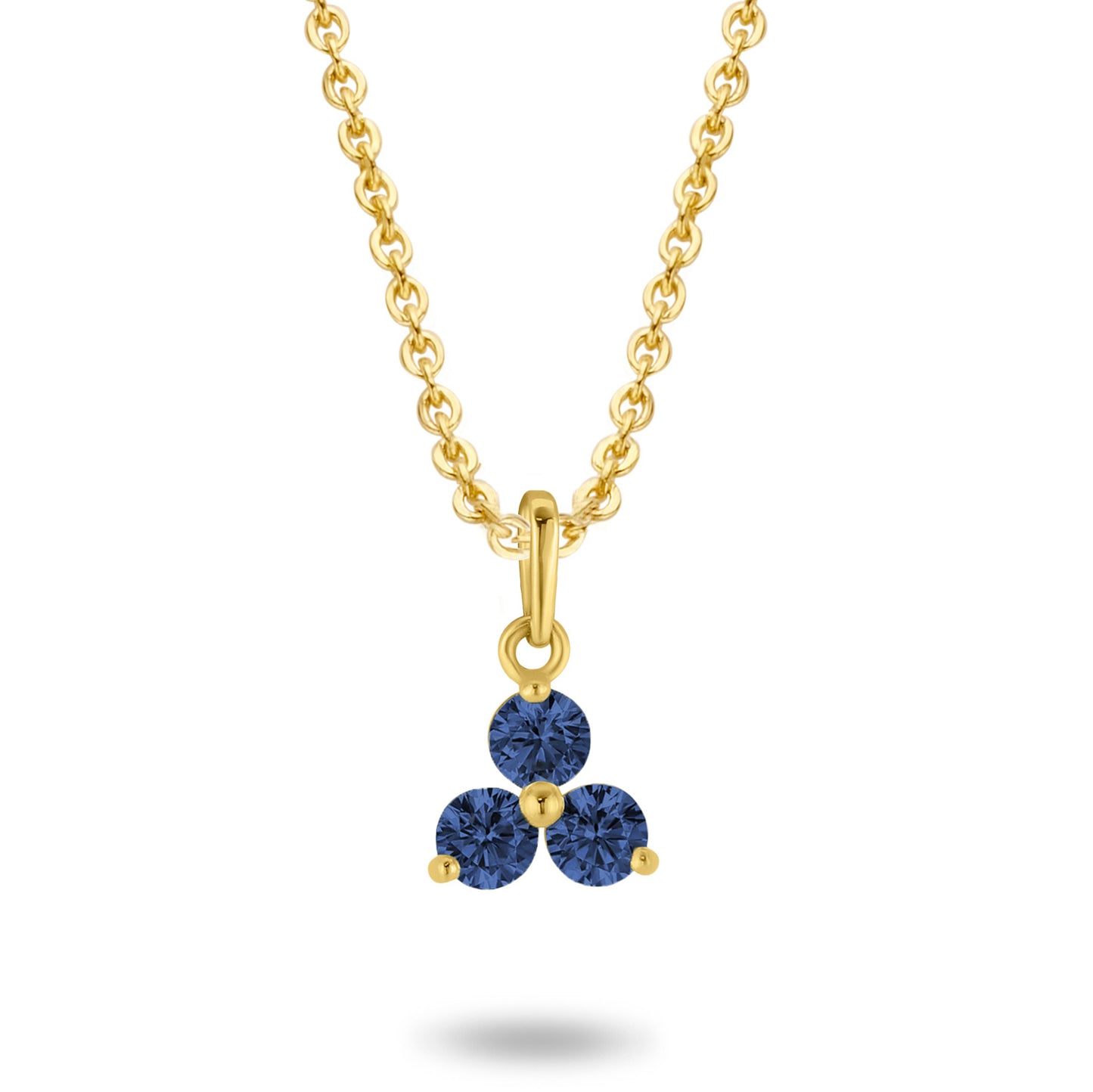 Collier Anhänger mit 3 Zirkonia blau Gold 585/000