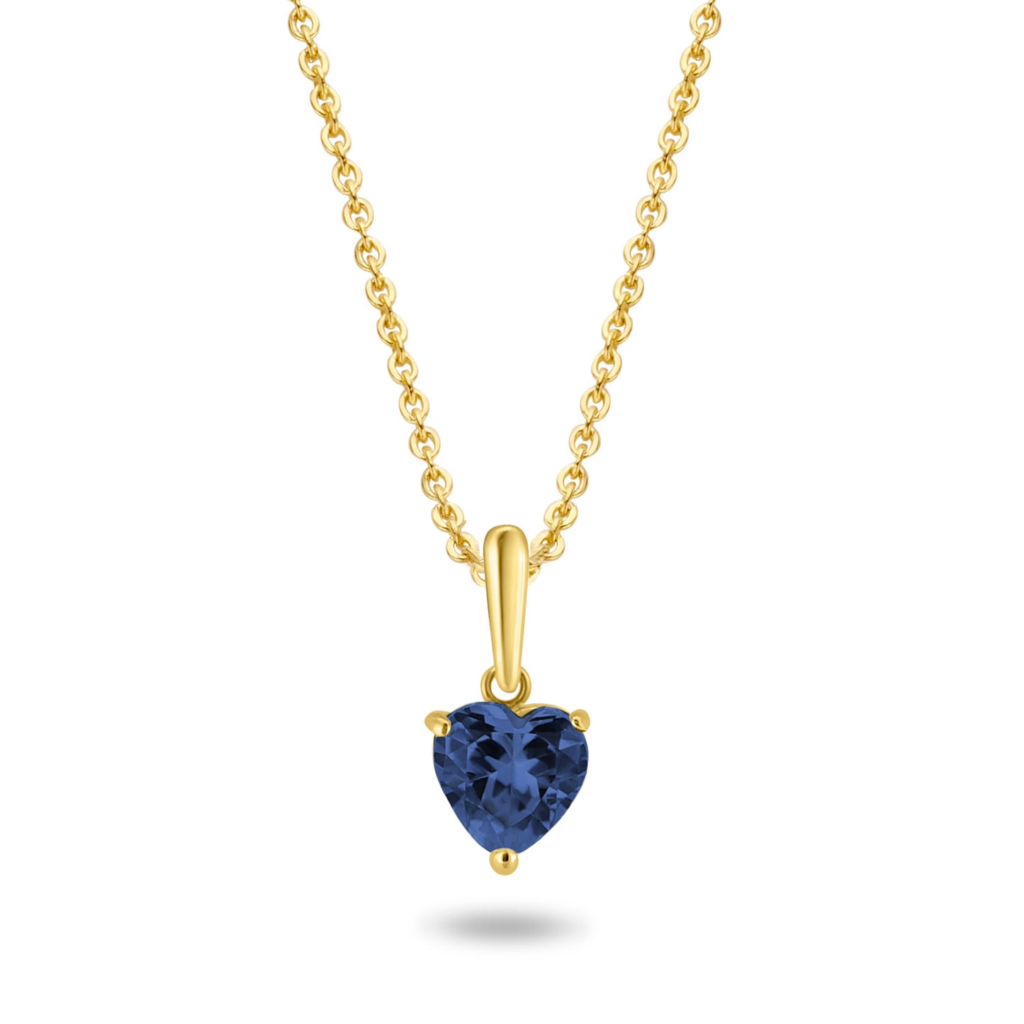 Collier mit Anhänger Herz Zirkonia blau Gold 585/000