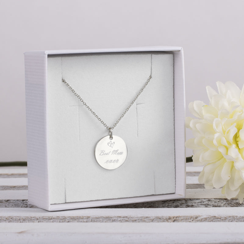 Halskette mit Gravurplatte 14mm "Best Mom ever" Silber 925/000