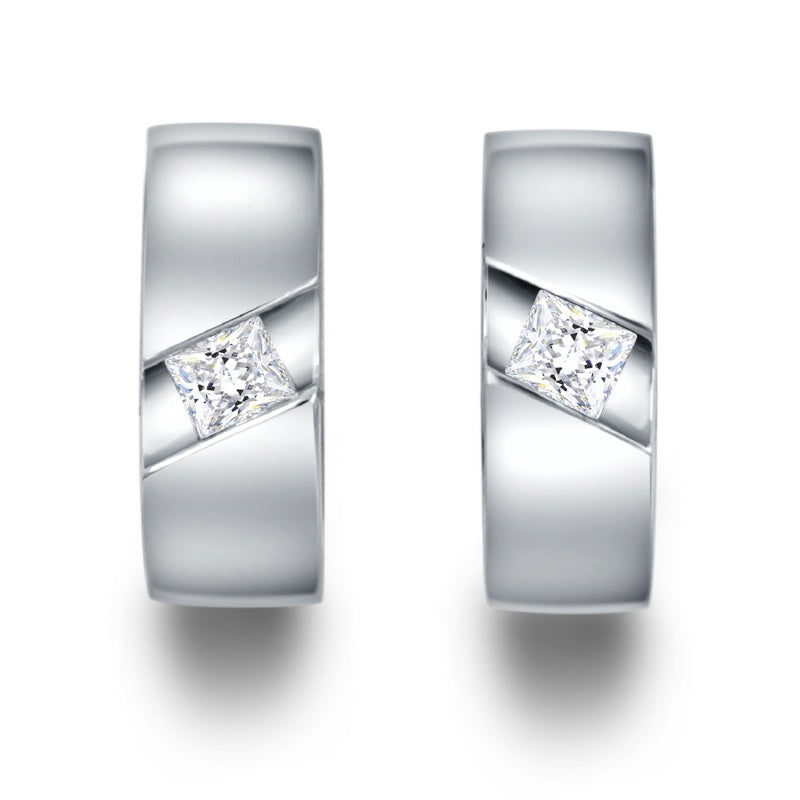 Lovebird Klappcreolen mit Zirkonia Princess Cut Silber 925/000