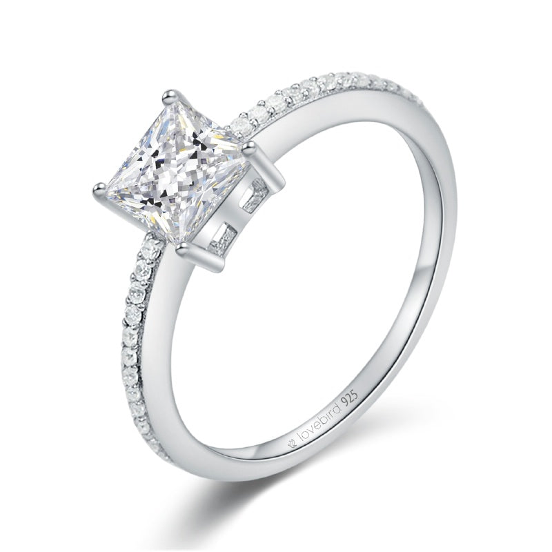 Lovebird Damenring mit Zirkonia Princess Cut Silber 925/000
