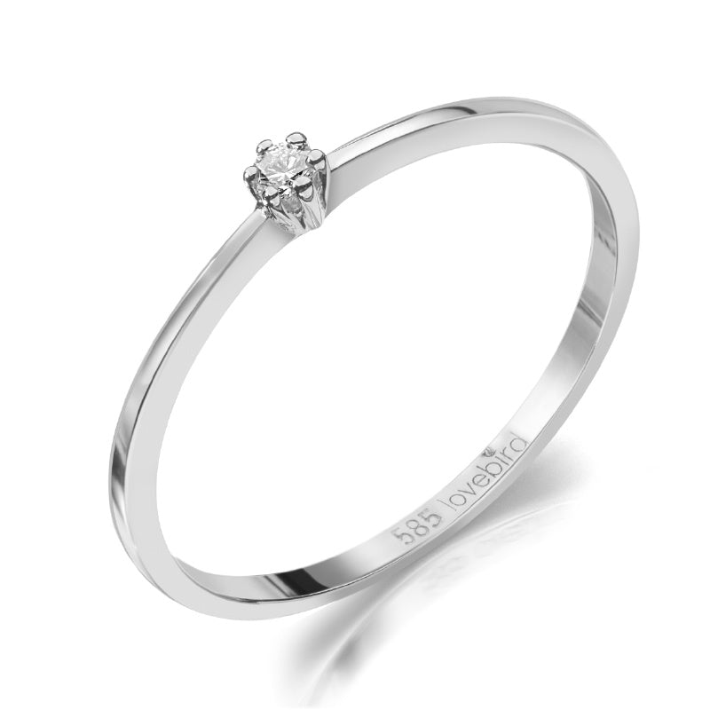 Lovebird Damenring mit Brillant 0.03 ct. Weissgold 585/000