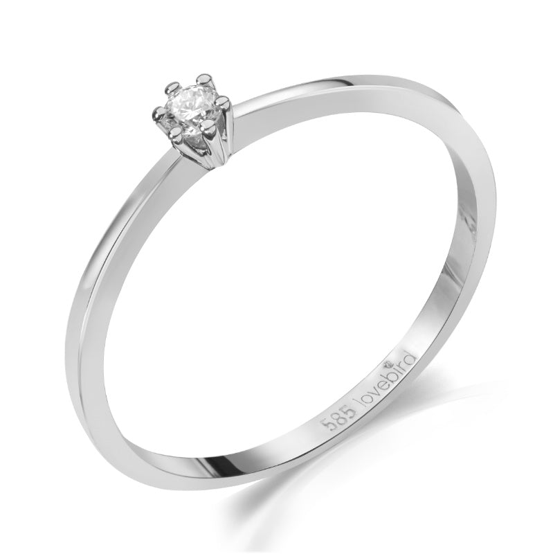 Lovebird Damenring mit Brillant 0.05 ct. Weissgold 585/000