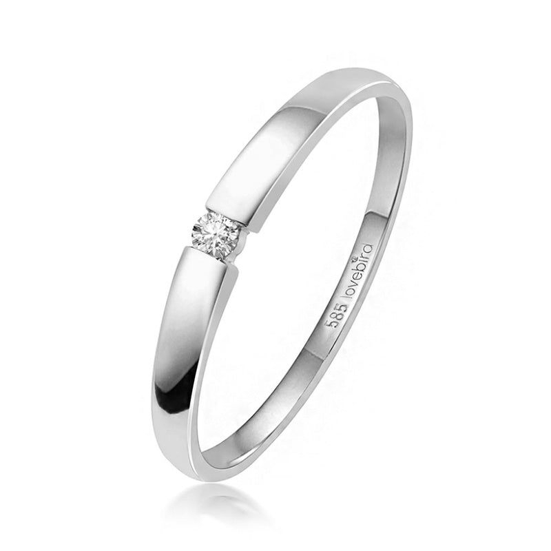 Lovebird Spannring mit Brillant 0.03 ct. Weissgold 585/000