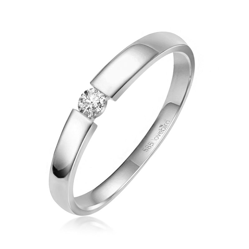 Lovebird Spannring mit Brillant 0.06 ct. Weissgold 585/000