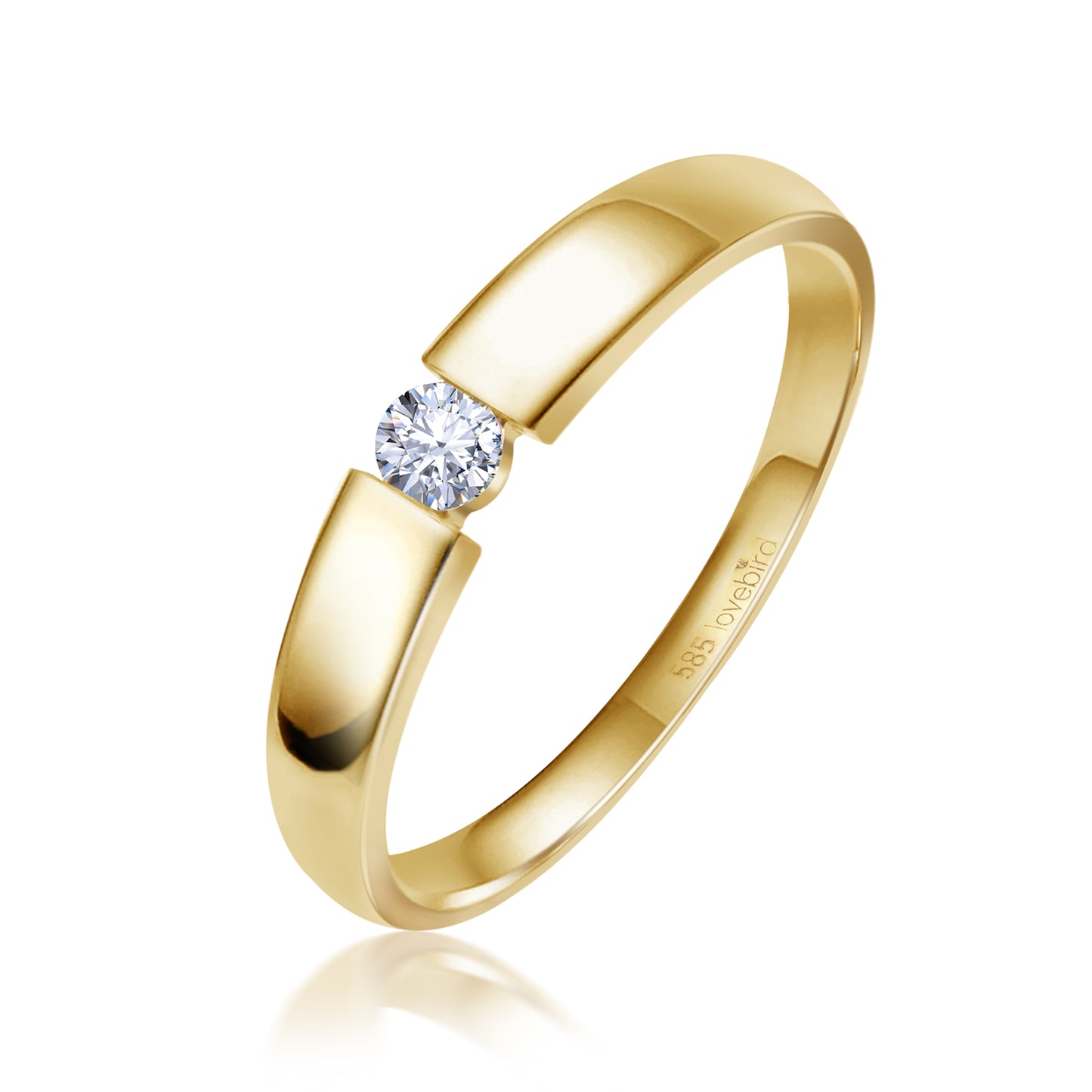 Lovebird Spannring mit Brillant 0.10 ct. Gold 585/000