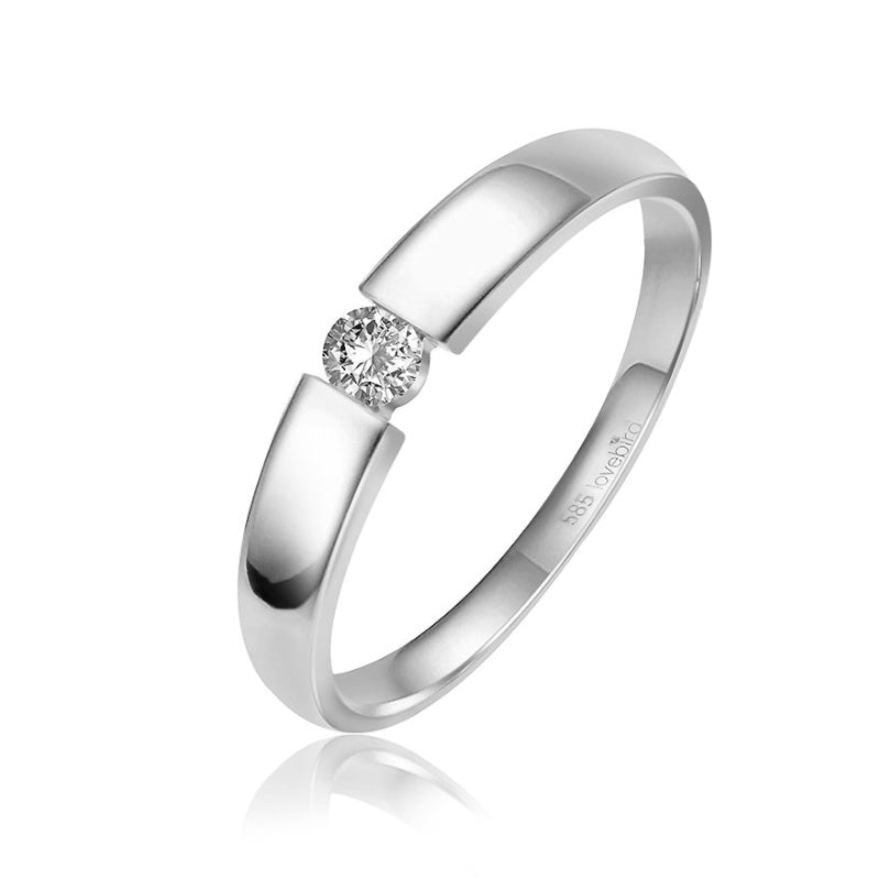 Lovebird Spannring mit Brillant 0.10 ct. Weissgold 585/000
