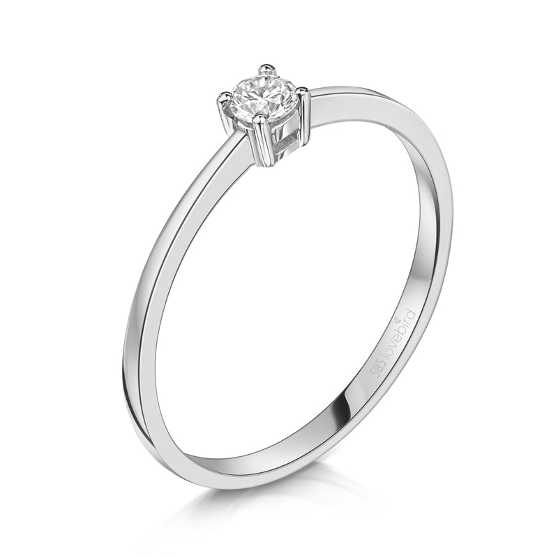 Lovebird Damenring mit Brillant 0.10 ct. Weissgold 585/000