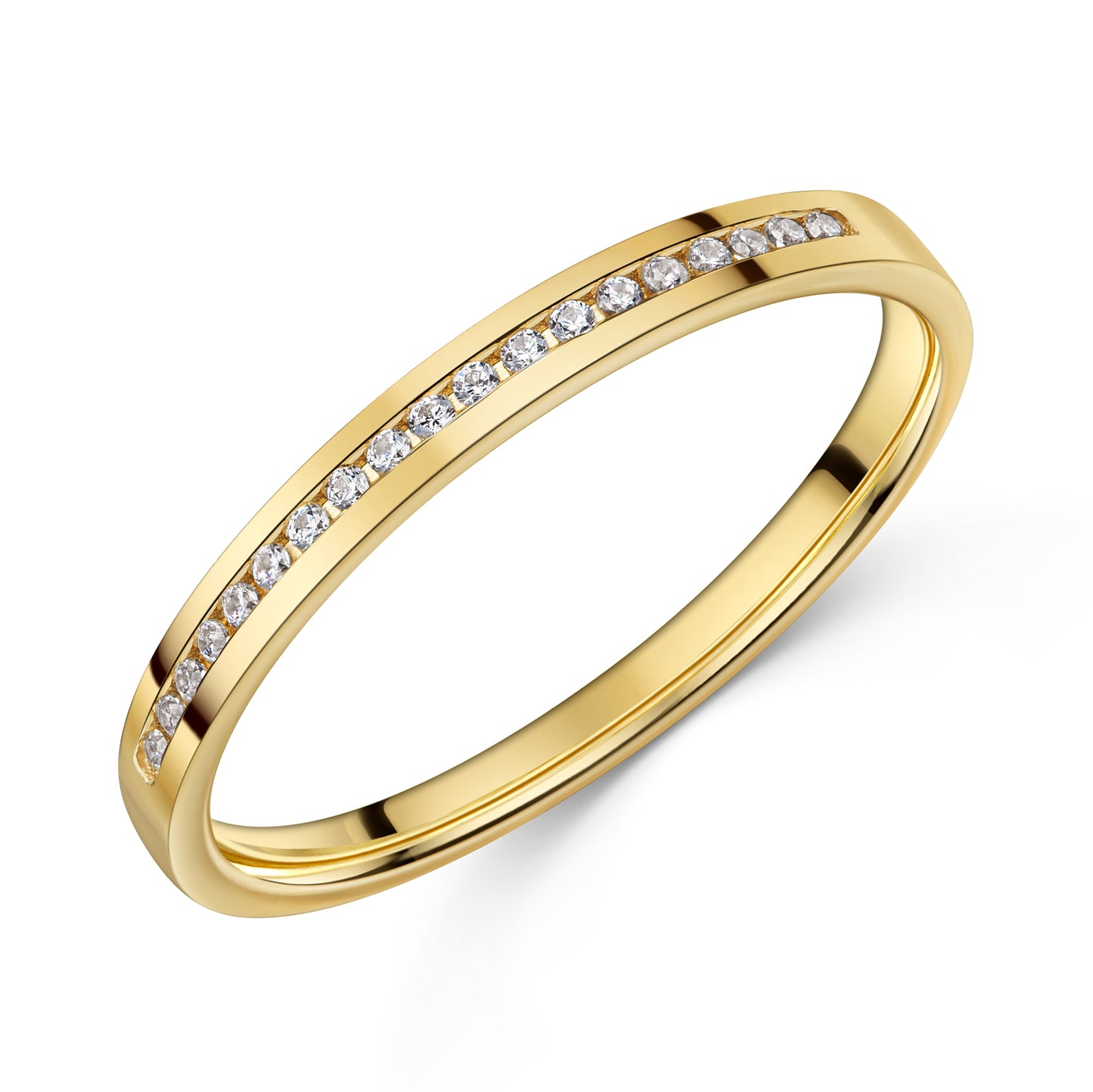 Lovebird Memory Ring mit 17 Zirkonia Gold 333/000
