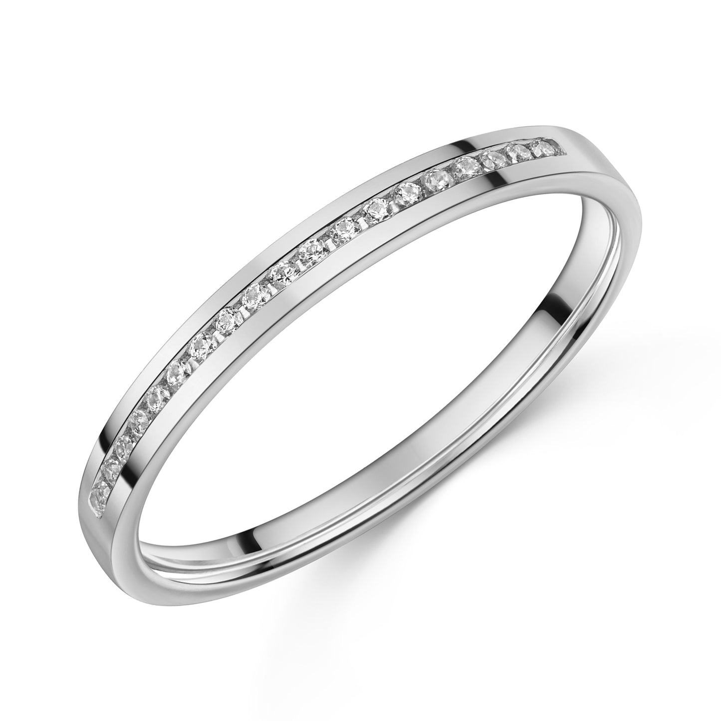 Lovebird Memory Ring mit 17 Zirkonia Weißgold 333/000