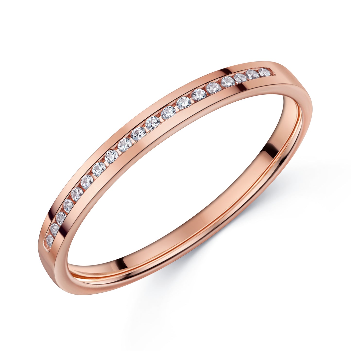 Lovebird Memory Ring mit 17 Zirkonia Roségold 333/000