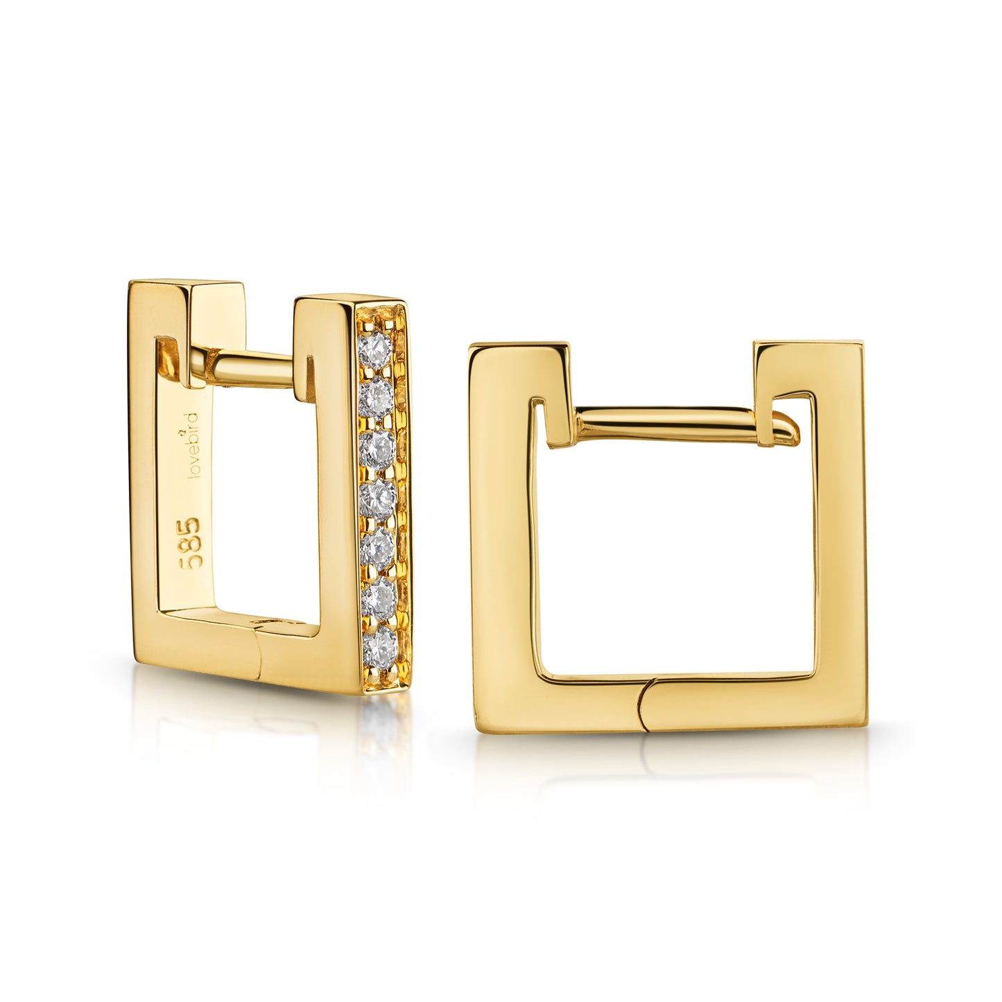 Lovebird Klappcreolen mit Brillant 0.13 ct. Gelbgold 585/000