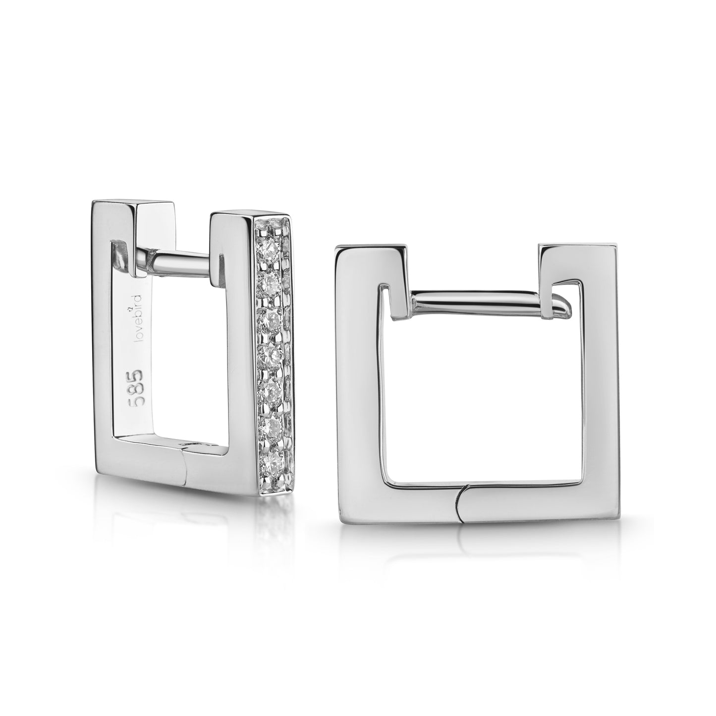 Lovebird Klappcreolen mit Brillant 0.13 ct. Weißgold 585/000