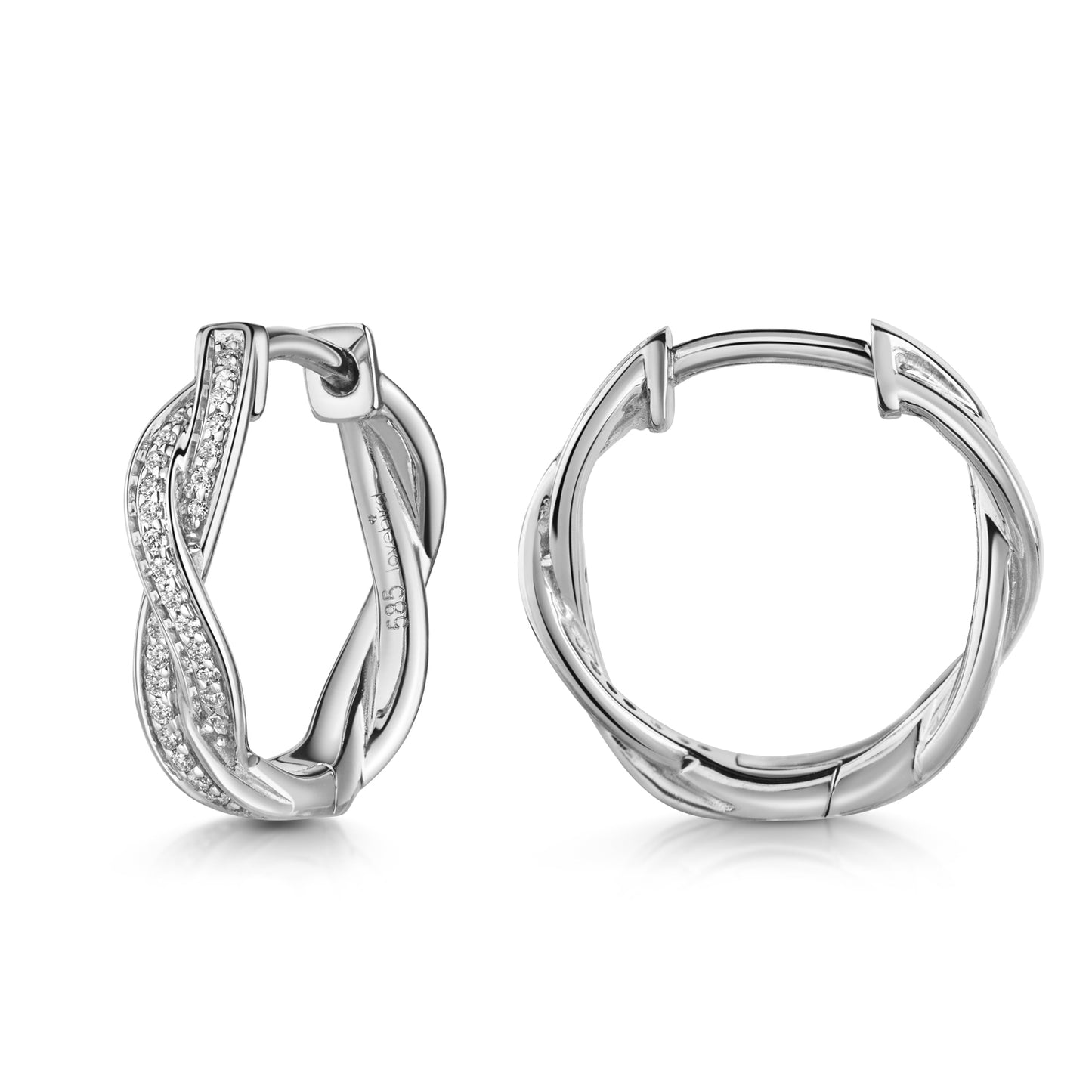Lovebird Klappcreolen mit Brillant 0.11 ct. Weißgold 585/000