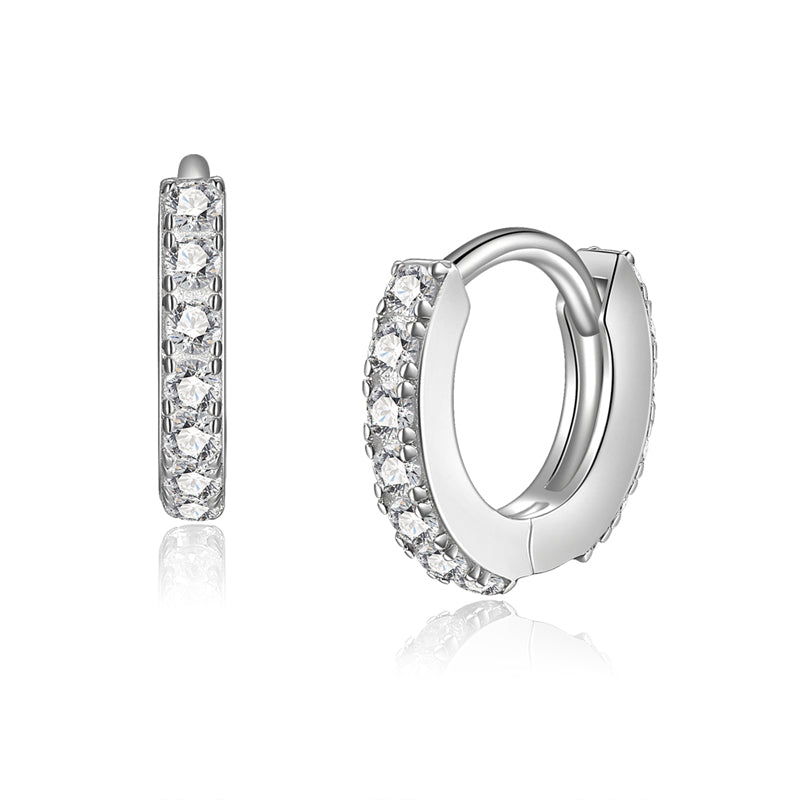 Lovebird Klappcreolen 11/1.8mm mit 26 Zirkonia Silber 925/000