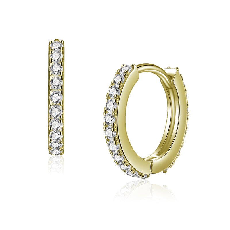 Lovebird Klappcreolen 13/1.8mm mit 40 Zirkonia Silber 925/000 vergoldet