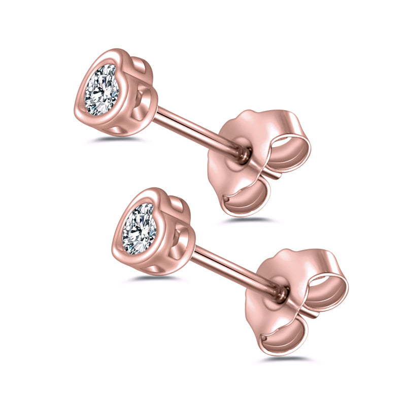 Lovebird Ohrstecker Herz mit Zirkonia Silber 925/000 rosé vergoldet