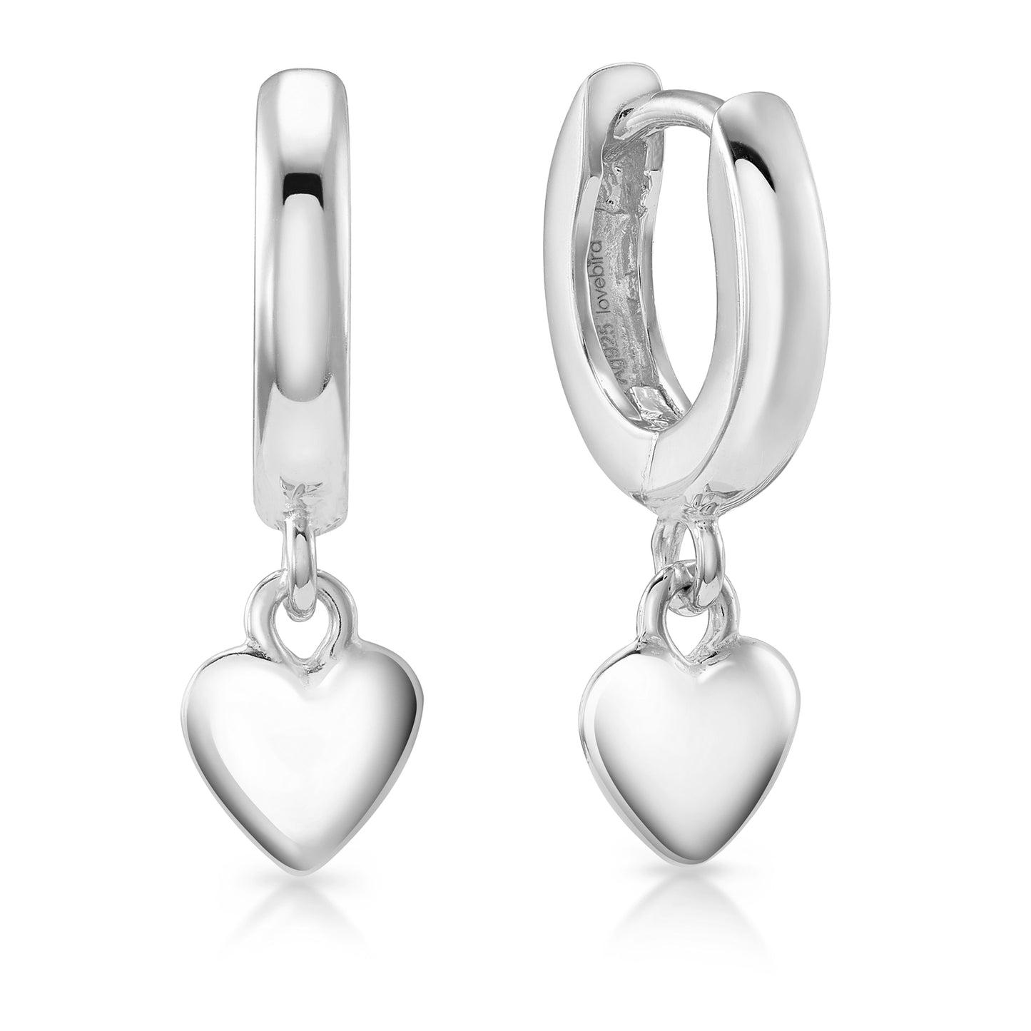 Lovebird Klappcreolen Ø 12/2.5mm mit Herzen Silber 925/000