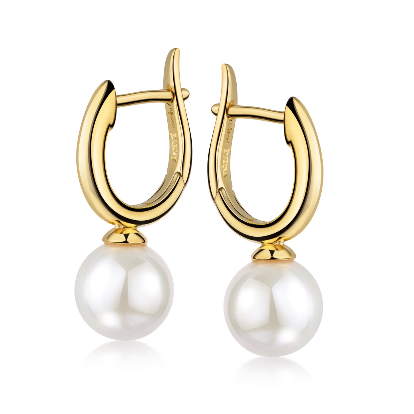 Lovebird Klappcreolen mit Süßwasser-Zuchtperlen Ø 8mm Silber 925/000 vergoldet