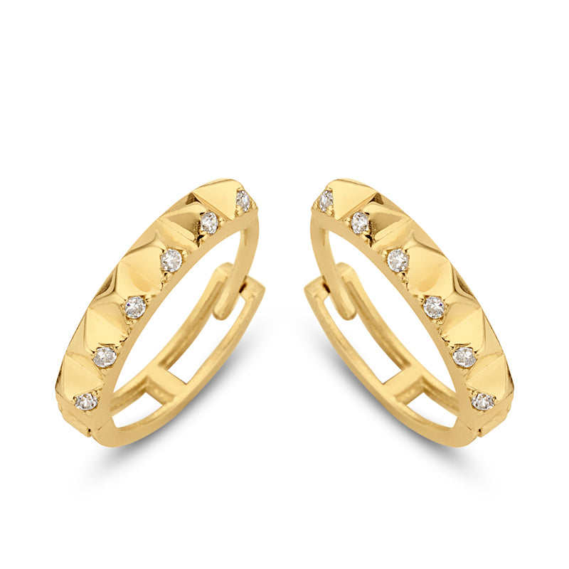 Klappcreolen diamantiert mit 12 Zirkonia 13/2.3mm Gold 585/000